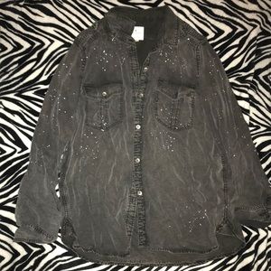 Button Paint Splattered Shirt  - American Eagle